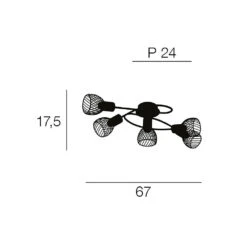 Plafonnier 5 Lumières En Metal L67cm Mat Noir - Kento -Magasin Général Pour La Maison plafonnier 5 lumieres en metal l67cm mat noir kento 622568 622568 FRN03 WEB 2