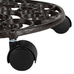 Porte Plante 4 Roues En Fonte Brun D31.5cm - Rhodonea -Magasin Général Pour La Maison porte plante 4 roues en fonte brun d31 5cm rhodonea 201959 201959 DET03 WEB