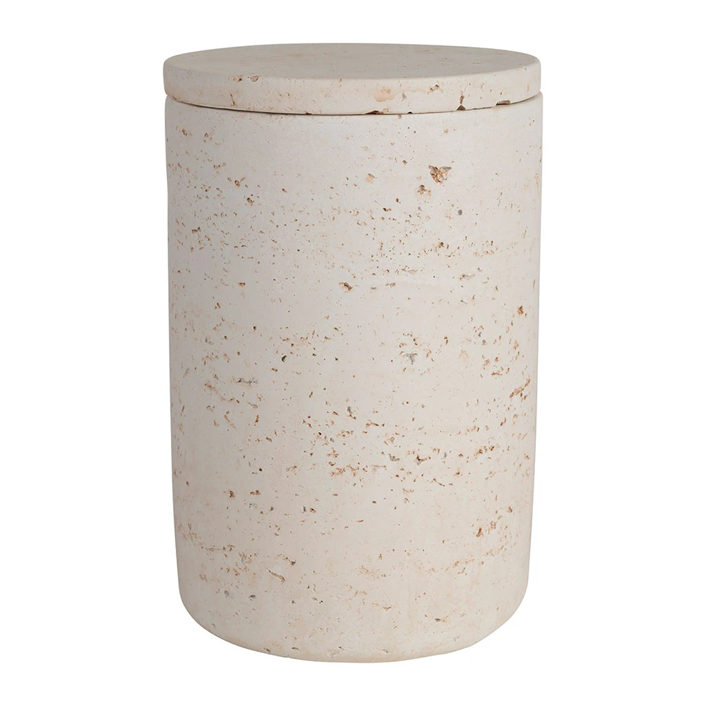 Pot Avec Couvercle En Ciment écru Moucheté H16.5cm - Organic 1 Pot Avec Couvercle En Ciment écru Moucheté H16.5cm - Organic