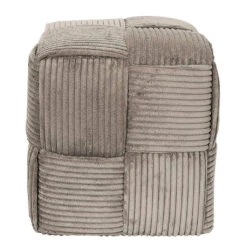 Pouf En Tissu Côtelé Tressé Taupe - Scarlett