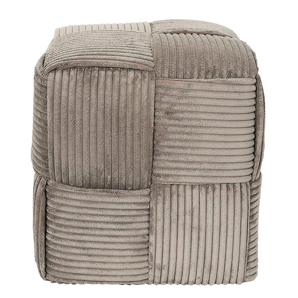 Pouf En Tissu Côtelé Tressé Taupe - Scarlett 1 Pouf En Tissu Côtelé Tressé Taupe - Scarlett
