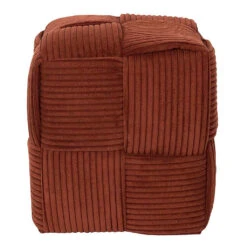 Pouf En Tissu Côtelé Tressé Terracotta - Scarlett