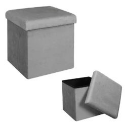 Pouf Coffre Pliable En Velours Côtelé Gris - Julia 11 Pouf Coffre Pliable En Velours Côtelé Gris - Julia -Magasin Général Pour La Maison pouf coffre pliable en velours cotele gris julia 623008 623008 FRN05 WEB