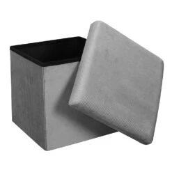 Pouf Coffre Pliable En Velours Côtelé Gris - Julia 14 Pouf Coffre Pliable En Velours Côtelé Gris - Julia -Magasin Général Pour La Maison pouf coffre pliable en velours cotele gris julia 623008 623008 FRN07 WEB