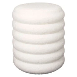 Pouf Coffre Tissu Bouclette Blanc - Freya