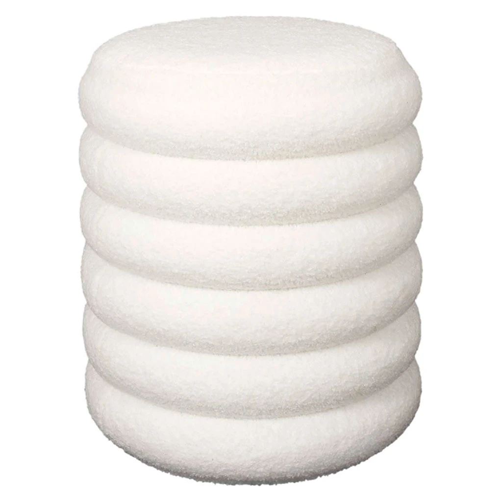 Pouf Coffre Tissu Bouclette Blanc - Freya 1 Pouf Coffre Tissu Bouclette Blanc - Freya