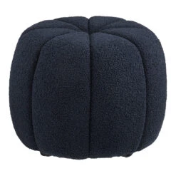 Pouf En Tissu Bouclette Bleu Marine - Paris
