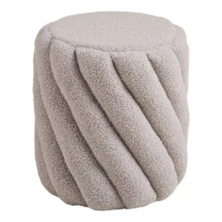 Pouf En Tissu Bouclette Gris - Salina