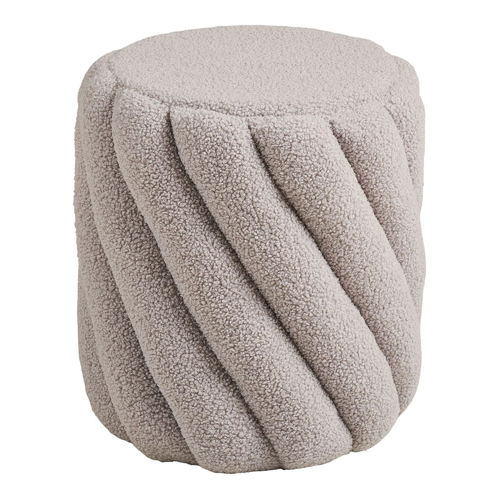 Pouf En Tissu Bouclette Gris - Salina 1 Pouf En Tissu Bouclette Gris - Salina