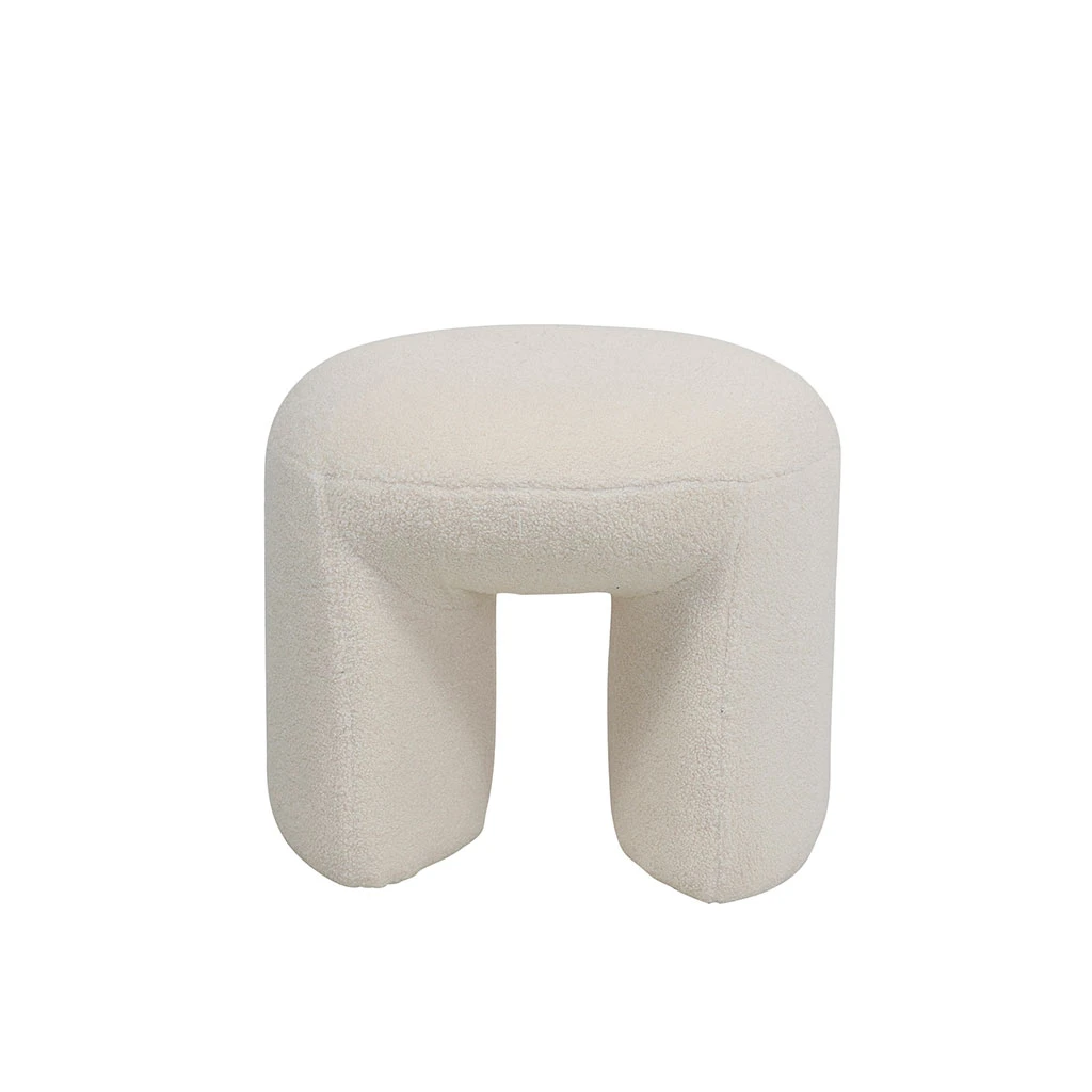 Pouf En Tissu Bouclette Crème - Loa 1 Pouf En Tissu Bouclette Crème - Loa