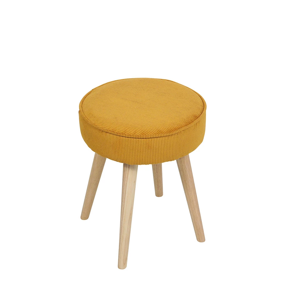 Pouf En Velours Côtelé Abricot - Popy 3 Pouf En Velours Côtelé Abricot - Popy – Image 3