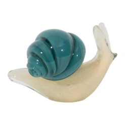 Presse-papier Escargot En Verre Bleu Et Sable