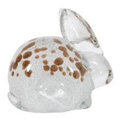 Presse Papier Lapin En Verre Blanc Et Doré - Garenne