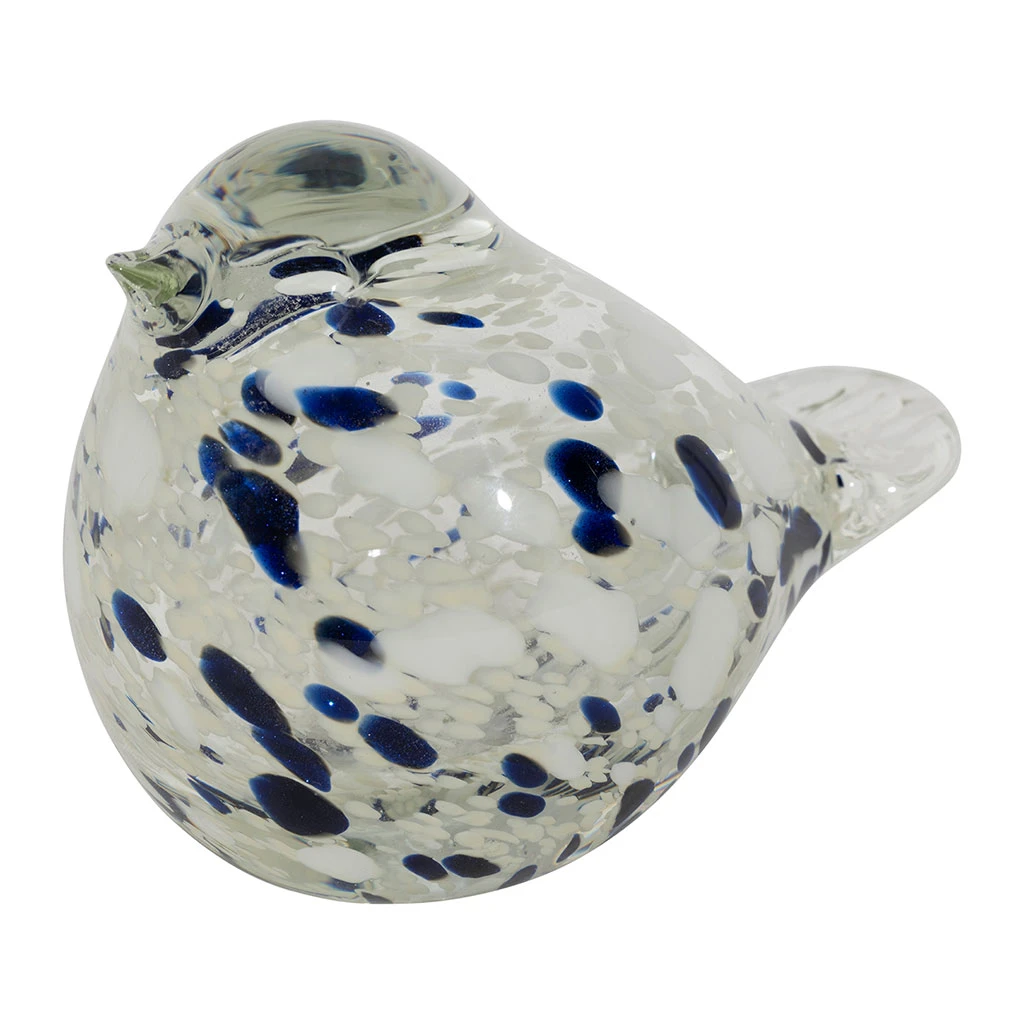 Presse-papier Moineau En Verre Blanc Et Bleu Pailleté - Serin 2 Presse-papier Moineau En Verre Blanc Et Bleu Pailleté - Serin – Image 2