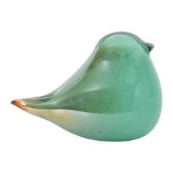 Presse Papier Moineau En Verre Menthe - Serin