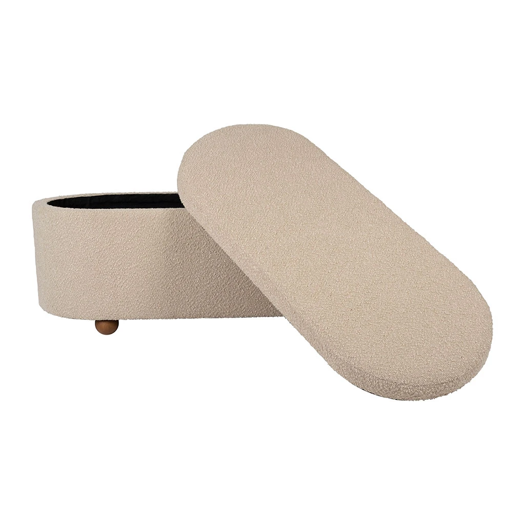 Set De 2 Bancs Coffre En Tissu Et Pin Beige - Alpinia 2 Set De 2 Bancs Coffre En Tissu Et Pin Beige - Alpinia – Image 2