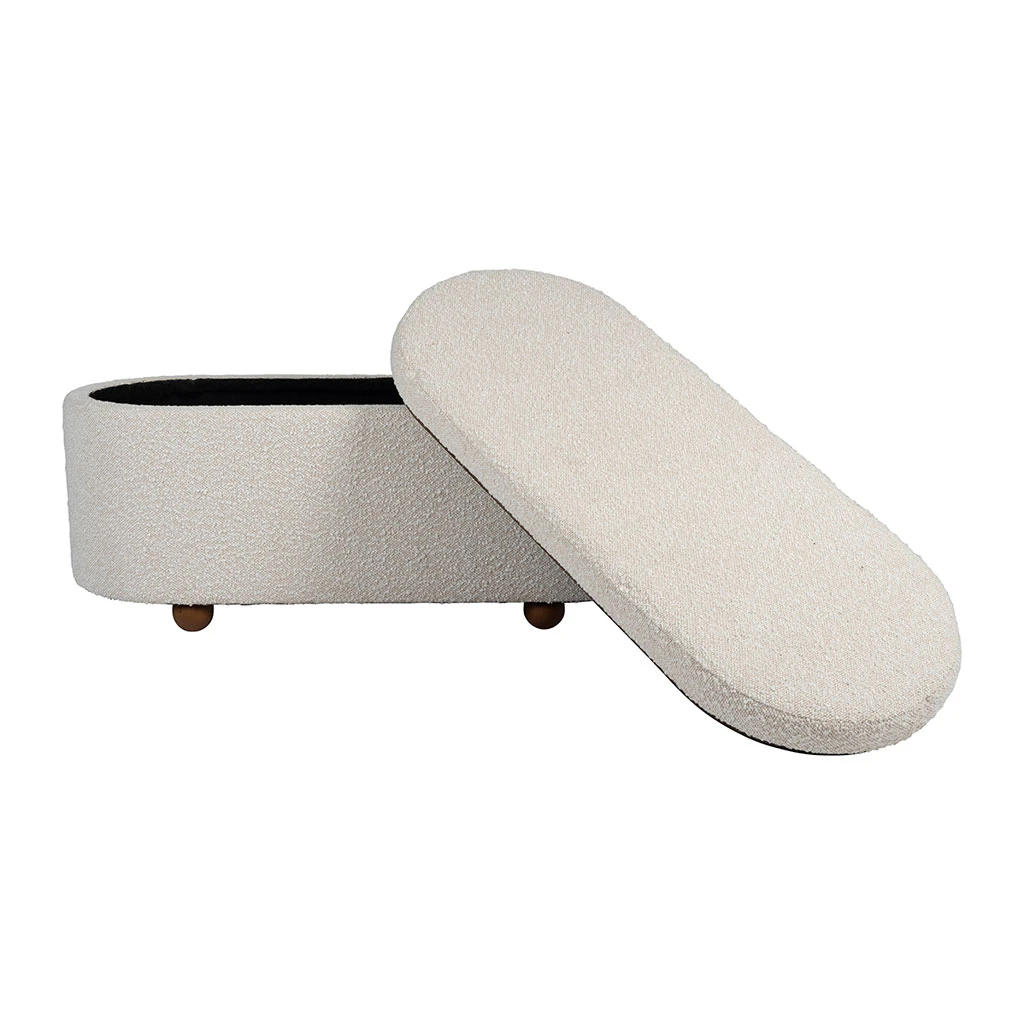 Set De 2 Bancs Coffre En Tissu Et Pin Blanc - Alpinia 2 Set De 2 Bancs Coffre En Tissu Et Pin Blanc - Alpinia – Image 2