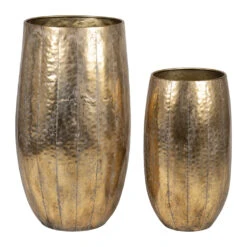 Set De 2 Vases En Fer Doré D45xh80cm - Baca