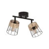 Spot 2 Lumières En Metal Et Rotin Tresse H23cm Noir - Indah
