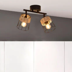 Spot 2 Lumières En Metal Et Rotin Tresse H23cm Noir - Indah -Magasin Général Pour La Maison spot 2 lumieres en metal et rotin tresse h23cm noir indah 613456 613456 FRN03 WEB 2