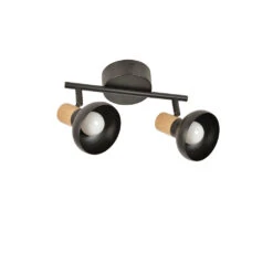 Spot 2 Lumières En Métal Effet Bois Noir L25.5cm - Alvar