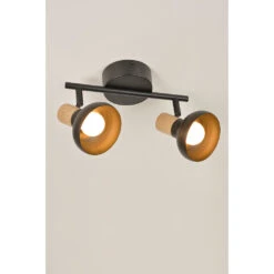 Spot 2 Lumières En Métal Effet Bois Noir L25.5cm - Alvar -Magasin Général Pour La Maison spot 2 lumieres metal effet bois alvar noir 606639 606639 FRN02 WEB 1