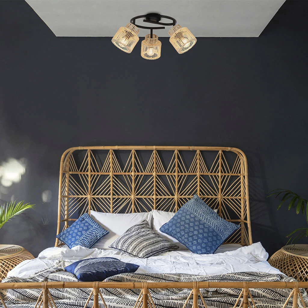 Spot 3 Lumières En Métal Et Cordelette Naturel D47cm - Cancun 2 Spot 3 Lumières En Métal Et Cordelette Naturel D47cm - Cancun – Image 2