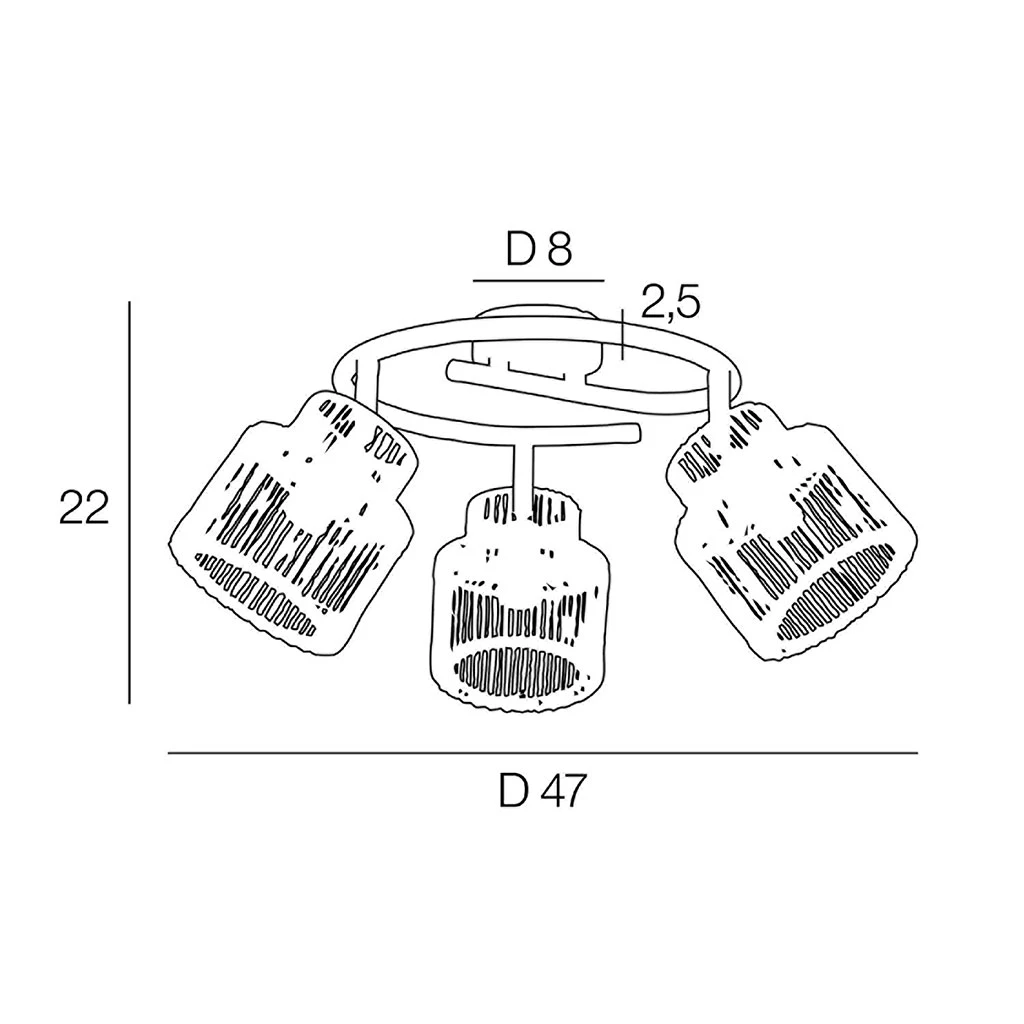 Spot 3 Lumières En Métal Et Cordelette Naturel D47cm - Cancun 4 Spot 3 Lumières En Métal Et Cordelette Naturel D47cm - Cancun – Image 4