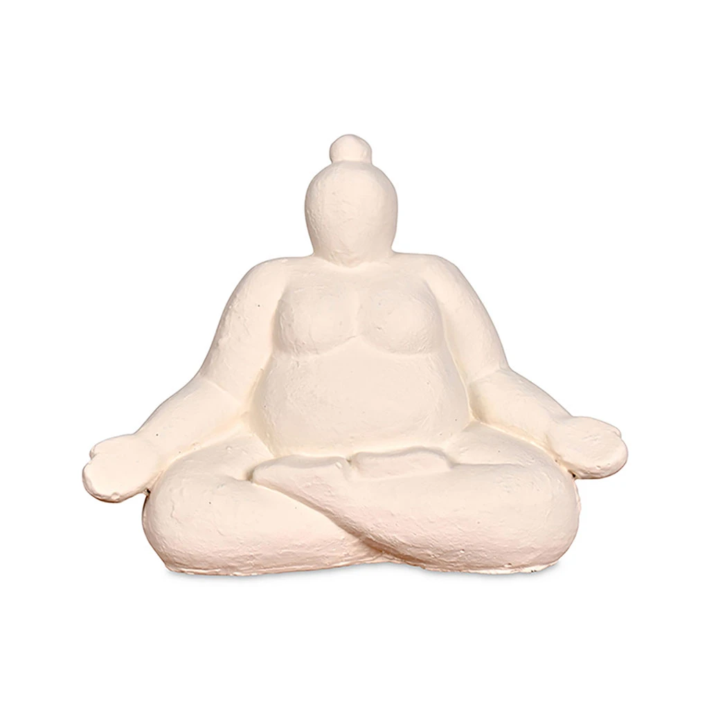 Statue Femme Méditation En Ciment écru H16cm 1 Statue Femme Méditation En Ciment écru H16cm