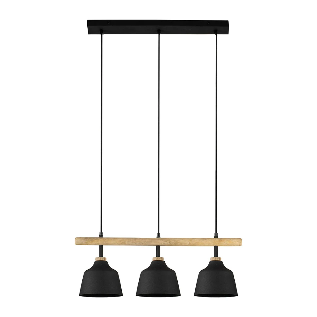 Suspension 3 Feux En Fer Et Manguier H121cm Noir Mat - Ferese 2 Suspension 3 Feux En Fer Et Manguier H121cm Noir Mat - Ferese – Image 2
