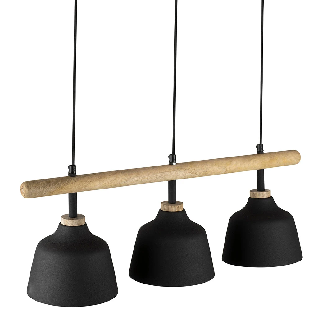 Suspension 3 Feux En Fer Et Manguier H121cm Noir Mat - Ferese 3 Suspension 3 Feux En Fer Et Manguier H121cm Noir Mat - Ferese – Image 3