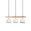 Suspension 3 Lampes En Fer Et Manguier Blanc L66cm - Ferese