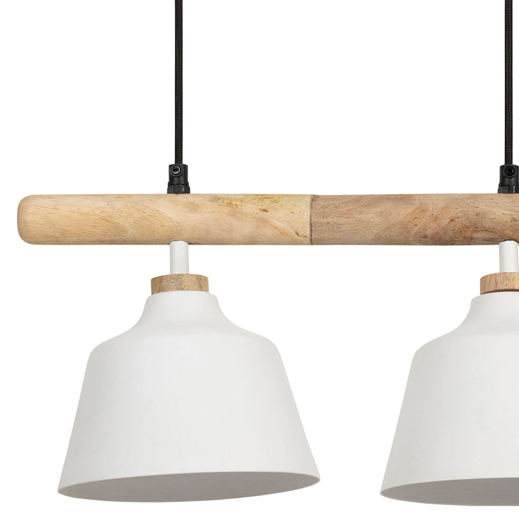 Suspension 3 Lampes En Fer Et Manguier Blanc L66cm - Ferese 3 Suspension 3 Lampes En Fer Et Manguier Blanc L66cm - Ferese – Image 3