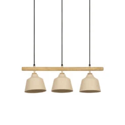 Suspension 3 Lampes En Fer Et Manguier Sable L66cm - Ferese