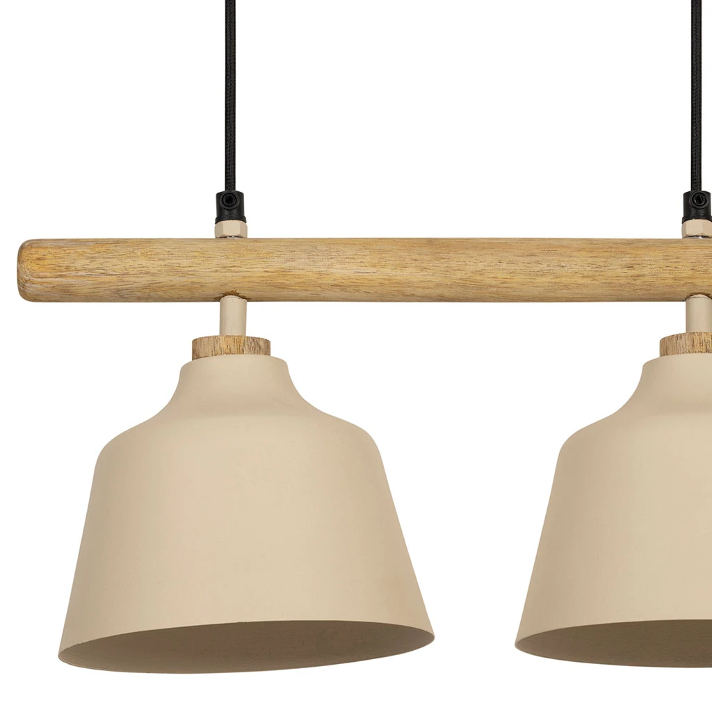 Suspension 3 Lampes En Fer Et Manguier Sable L66cm - Ferese 3 Suspension 3 Lampes En Fer Et Manguier Sable L66cm - Ferese – Image 3