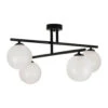 Suspension 4 Lumières En Fer Et Verre Noir Mat H36cm - Ardecor