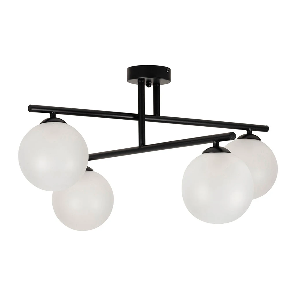 Suspension 4 Lumières En Fer Et Verre Noir Mat H36cm - Ardecor 1 Suspension 4 Lumières En Fer Et Verre Noir Mat H36cm - Ardecor