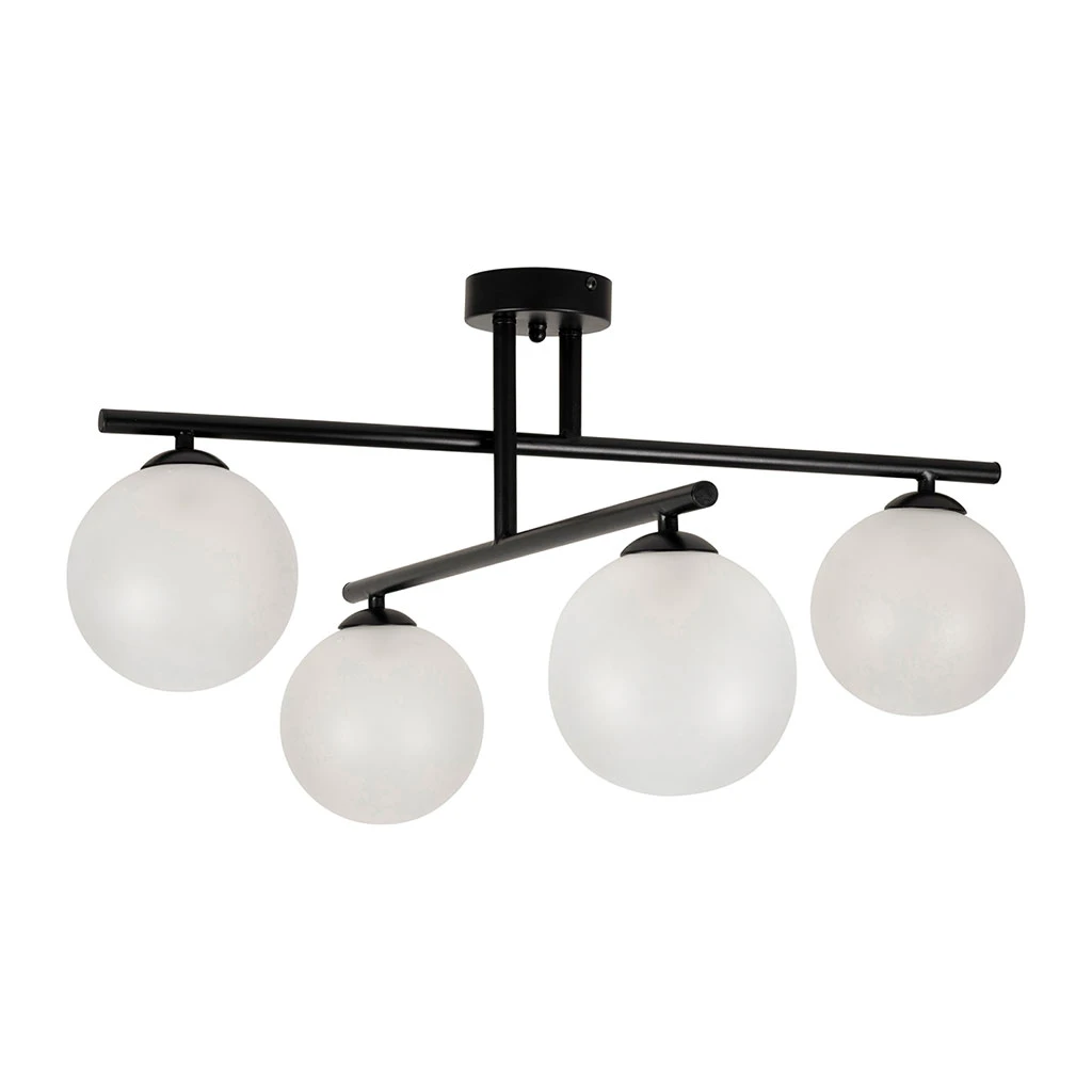 Suspension 4 Lumières En Fer Et Verre Noir Mat H36cm - Ardecor 2 Suspension 4 Lumières En Fer Et Verre Noir Mat H36cm - Ardecor – Image 2