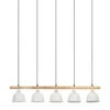 Suspension 5 Lampes En Fer Et Manguier Blanc L114cm - Ferese