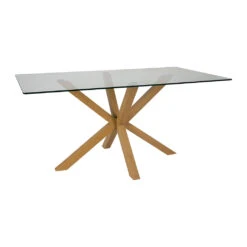 Table à Manger En Verre Trempé Et Métal Naturel 160x90cm - Adela -Magasin Général Pour La Maison table a manger en verre trempe et metal naturel 160x90cm adela 320066 320066 DET01 WEB