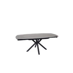 Table à Manger Extensible En Céramique Bronze Et Métal Noir 130(+30)x100cm - Seville