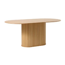Unique Table à Manger Ovale En Placage Chêne Naturel 180x95cm - Nola