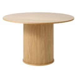 Unique Table à Manger Ronde En Placage Chêne Naturel D120cm - Nola