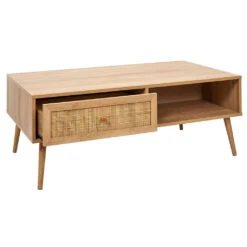 Table Basse Avec Tiroir En Bois Et Cannage L110cm - Baia 6 Table Basse Avec Tiroir En Bois Et Cannage L110cm - Baia -Magasin Général Pour La Maison table basse avec tiroir en bois et cannage l110cm baia 626822 626822 FRN03 WEB 1