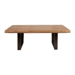 Table Basse En Acacia Massif Et Pieds En Fer Noir 130x70cm - Factory
