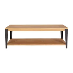 Table Basse En Chêne Massif Et Pieds Acier L120cm - Manny