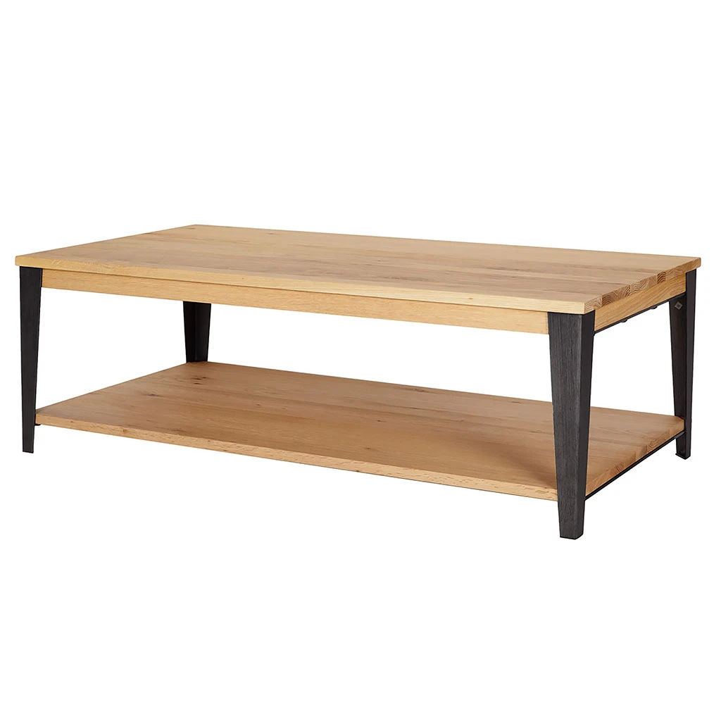 Table Basse En Chêne Massif Et Pieds Acier L120cm - Manny 2 Table Basse En Chêne Massif Et Pieds Acier L120cm - Manny – Image 2