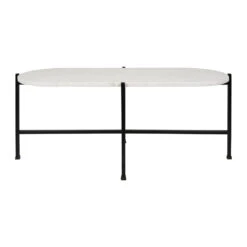 Table Basse En Marbre Et Fer Blanc Et Noir 100x40cm - Eskela