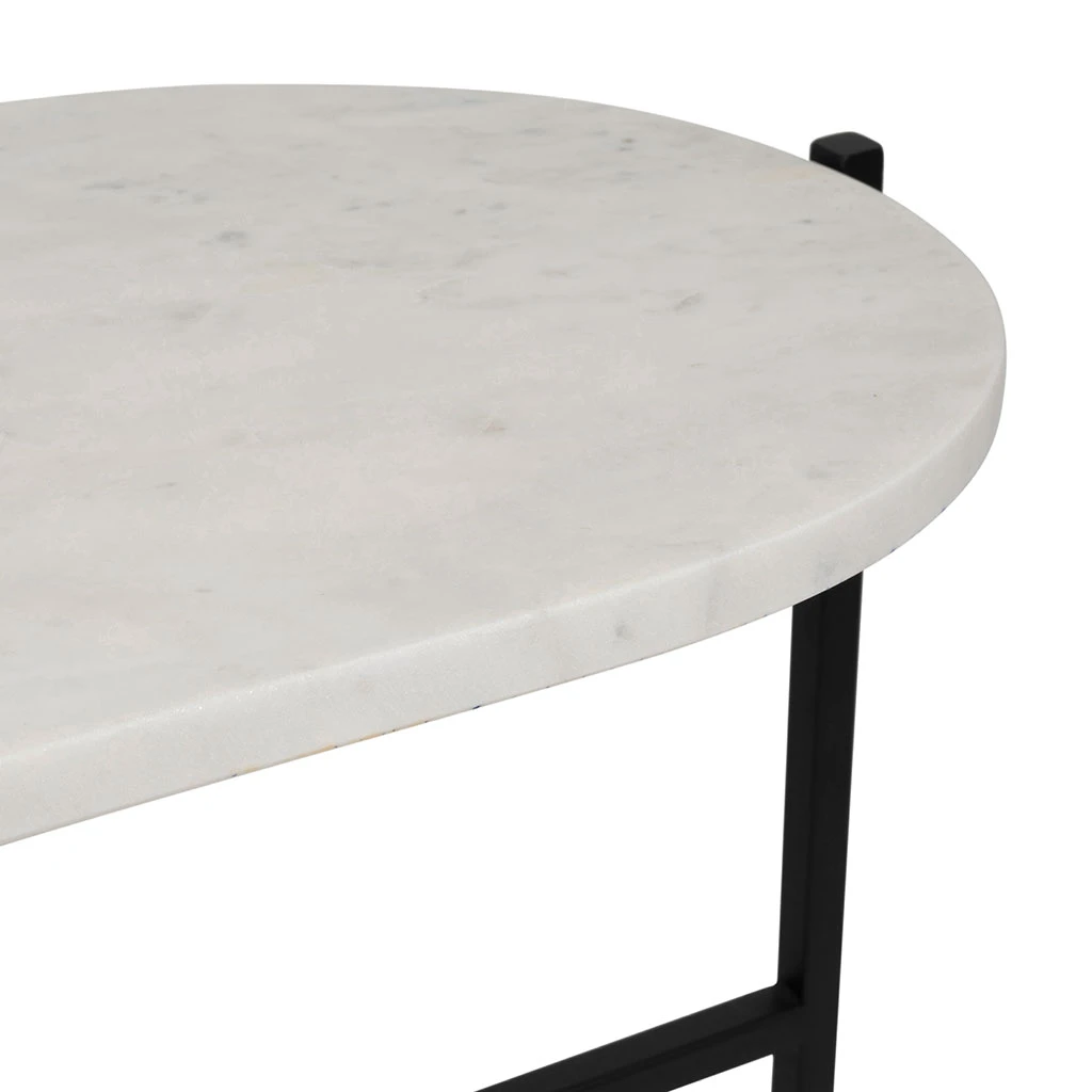 Table Basse En Marbre Et Fer Blanc Et Noir 100x40cm - Eskela 3 Table Basse En Marbre Et Fer Blanc Et Noir 100x40cm - Eskela – Image 3