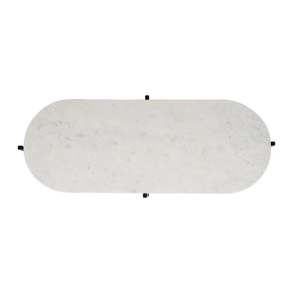 Table Basse En Marbre Et Fer Blanc Et Noir 100x40cm - Eskela 4 Table Basse En Marbre Et Fer Blanc Et Noir 100x40cm - Eskela – Image 4